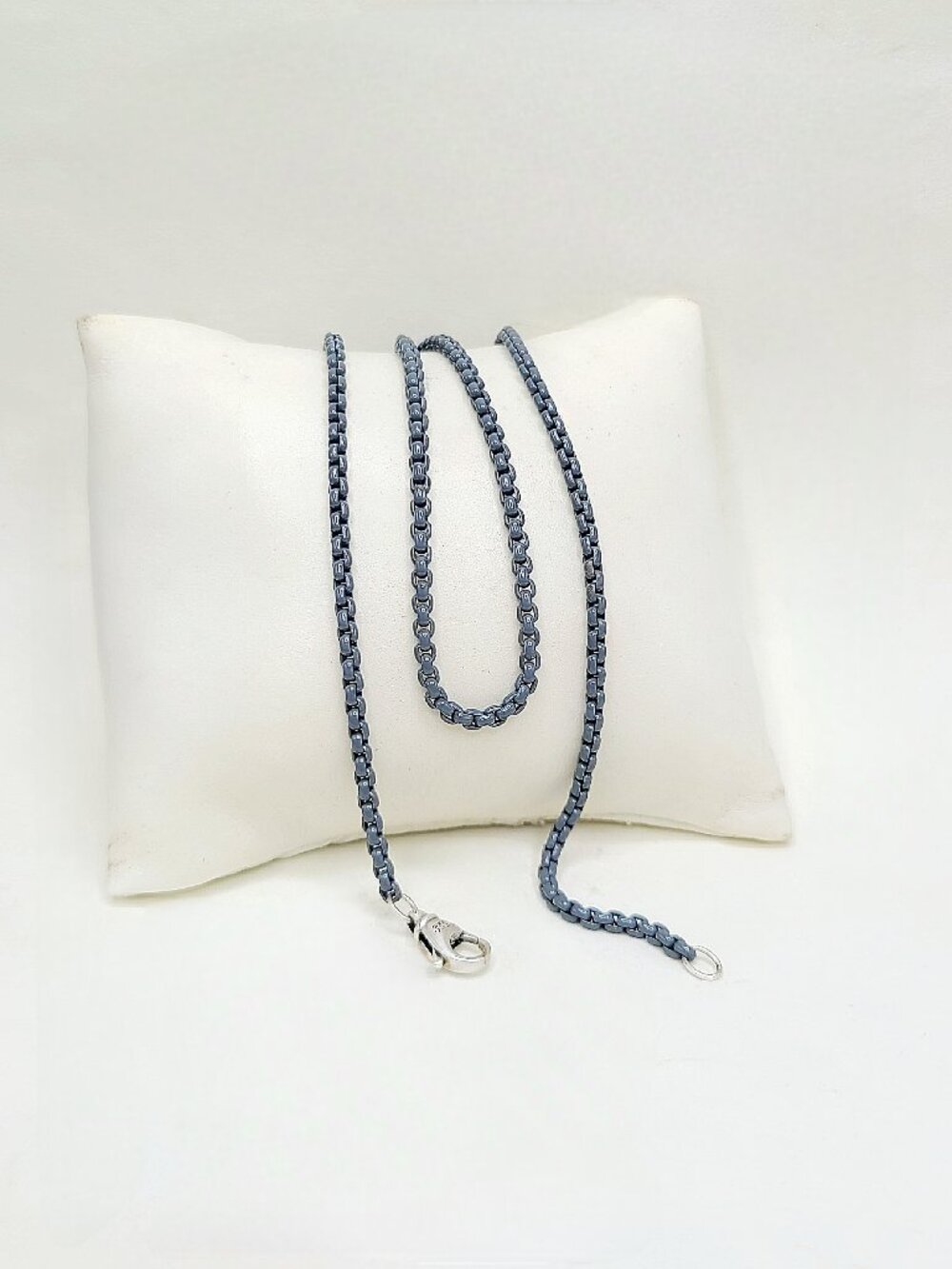 David Yurman Box Chain Necklace in Sterling Silver w/ Gray Stainless Steel - 22"